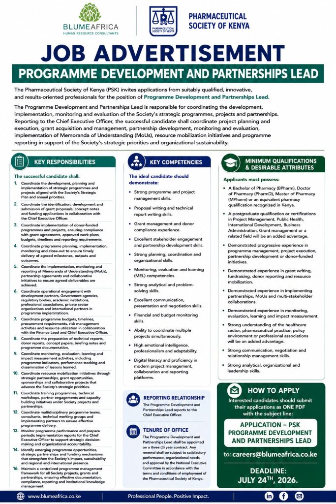 Program Development and Partnerhsips Lead Advert